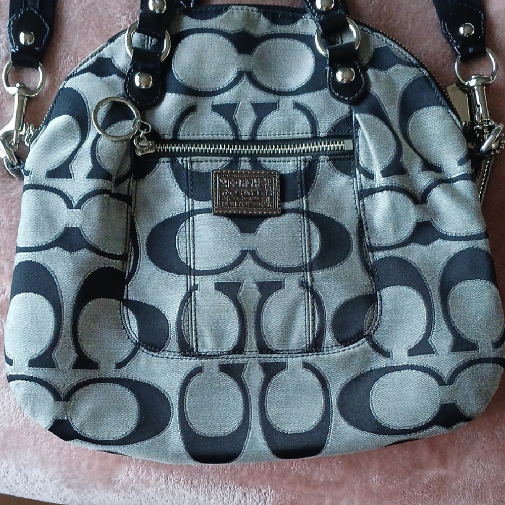 Coach Poppy Black and Gray Handbag